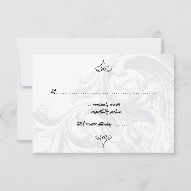 Elegante Scroll Wedding RSVP Cards (Vorderseite)