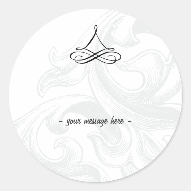 Elegante Scroll Wedding Stickers (Vorderseite)