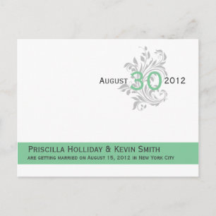 Elegante Scrolls Mint Dark Gray Save the Date Ankündigungspostkarte