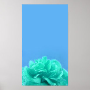 Elegante Sea Green und Blue Floral Art Poster
