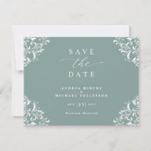Elegante Sea Green Wedding Vintag Save the Date
