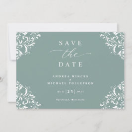 Elegante Sea Green Wedding Vintag Save The Date