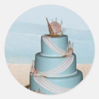 Elegante Sea Muschel Hochzeitstorte Runder Aufkleber