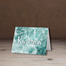 Elegante Seafoam-Silber-Hochzeit-Weißer Name
