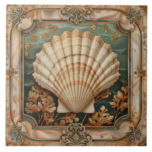 Elegante Seashell Art Nouveau Decorative Fliese