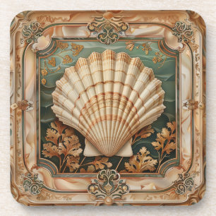 Elegante Seashell Art Nouveau Decorative Getränkeuntersetzer