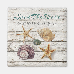 elegante Seashellsstrandhochzeit Save the Date Magnet