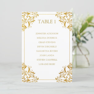Elegante Seating Chart List Card Karte Gold Foil
