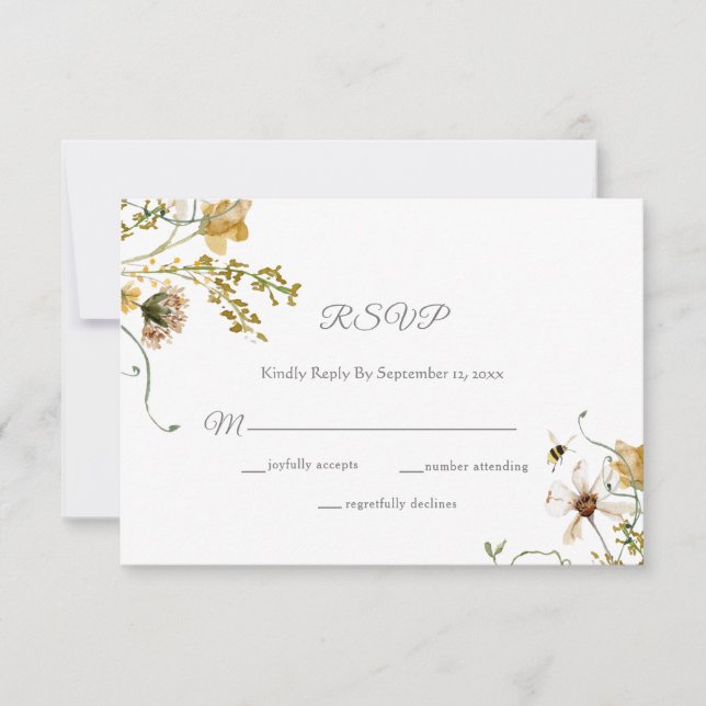 Elegante Secret Garden Delikate Hochzeit der Blume RSVP Karte (Vorderseite)
