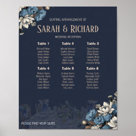 Elegante Seekarte für Hochzeitssitze in blau-blaue Poster