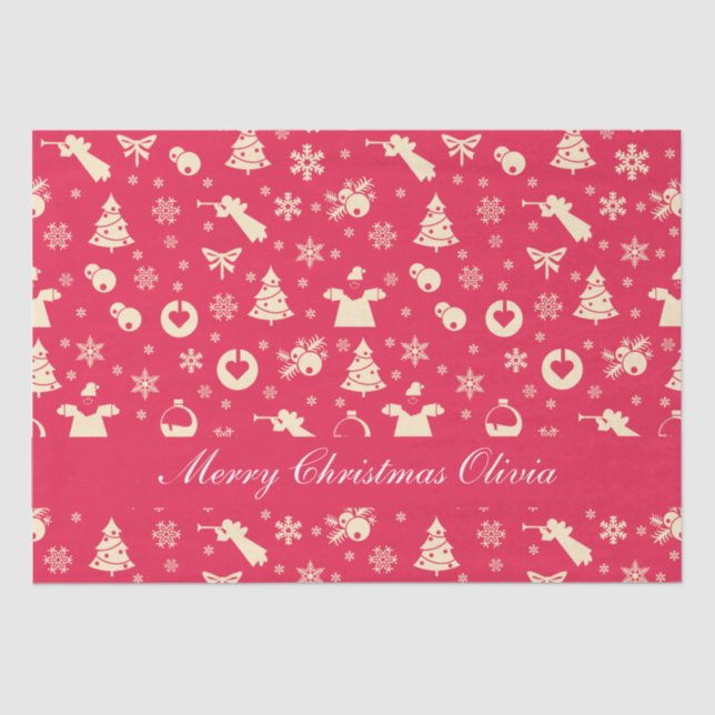 Elegante Seen & Garten: | Rotes Weihnachtsfest Seidenpapier (Vorderseite)