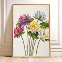 Elegante Seerosen-Kunst, Boho-Botanik-Wanddekorati