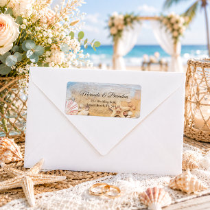 Elegante Seesterne Schalen Strand Hochzeitsadresse Adressaufkleber