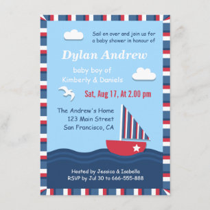 Elegante Segelboot Maritime Babyparty Einladung