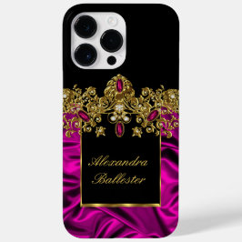 Elegante Seide Rich Pink Gold schwarz Case-Mate iPhone 14 Pro Max Hülle