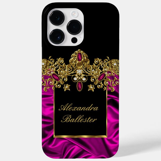Elegante Seide Rich Pink Gold schwarz Case-Mate iPhone Hülle (Rückseite)