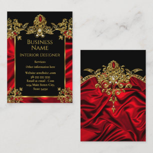 Elegante Seide Rubinrot Edelstein Gold Schwarz Visitenkarte