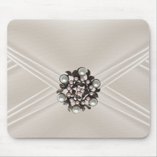 Elegante Seidenbeige-Perlen-Juwel-Tasche Mousepad