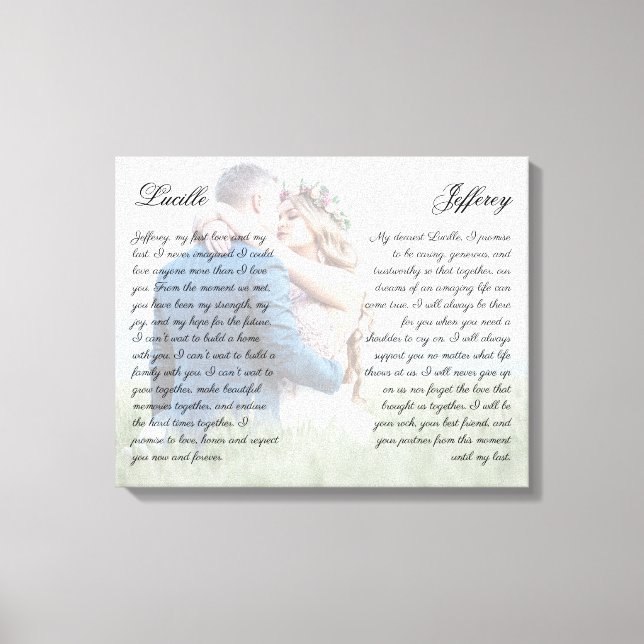 Elegante Sein & Hers Wedding Vow Art Custom Foto Leinwanddruck (Vorderseite)