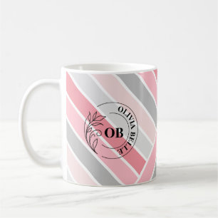 Elegante Seine & Hers Monogram Striped Tasse
