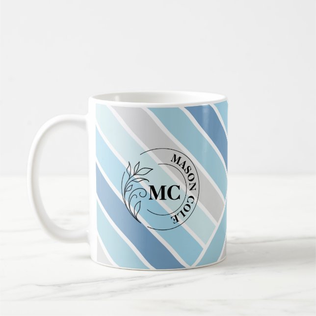 Elegante Seine & Hers Monogram Striped Tasse (Links)