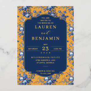 Elegante Senfblumen-Hochzeitseinladung Folieneinladung