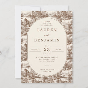 Elegante Sepia-Illustrationen im ländlichen Stil Einladung