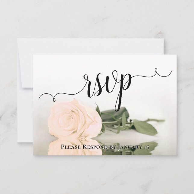 Elegante Sepia Peach Rose Spiegelungen Hochzeit RSVP Karte (Vorderseite)