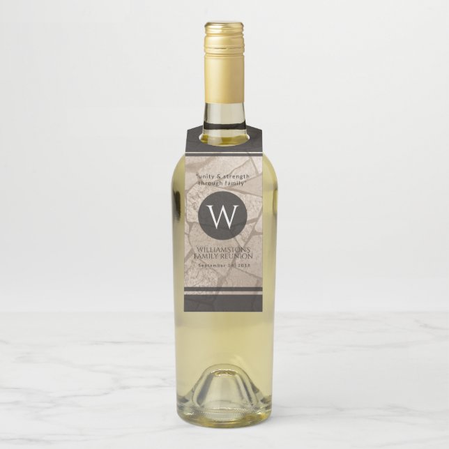 Elegante Sepia Toned Cracked Stones Flaschenanhänger (Auf Flasche)