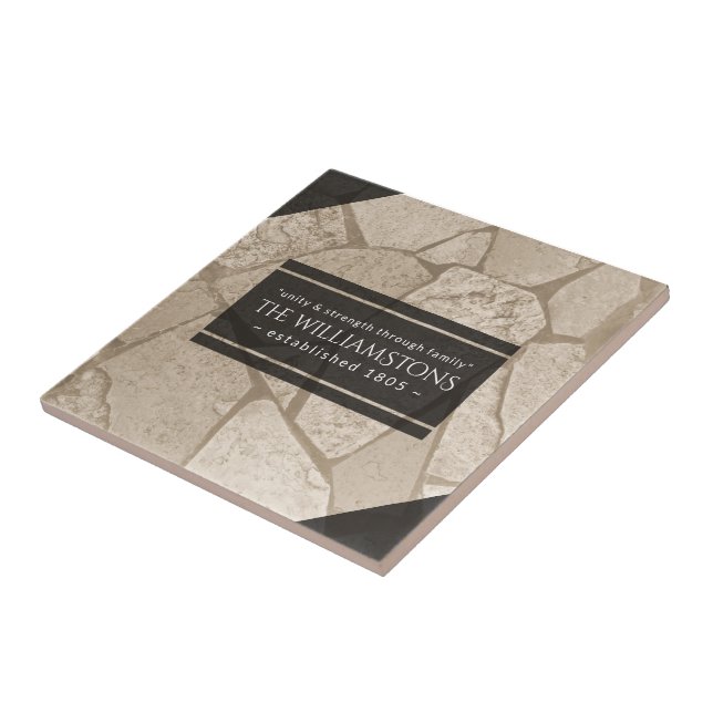 Elegante Sepia Toned Cracked Stones Fliese (Seite)