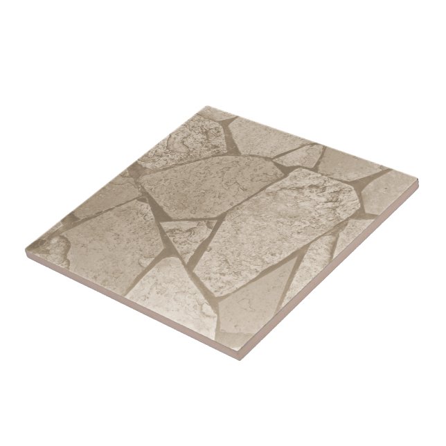 Elegante Sepia Toned Cracked Stones Fliese (Seite)