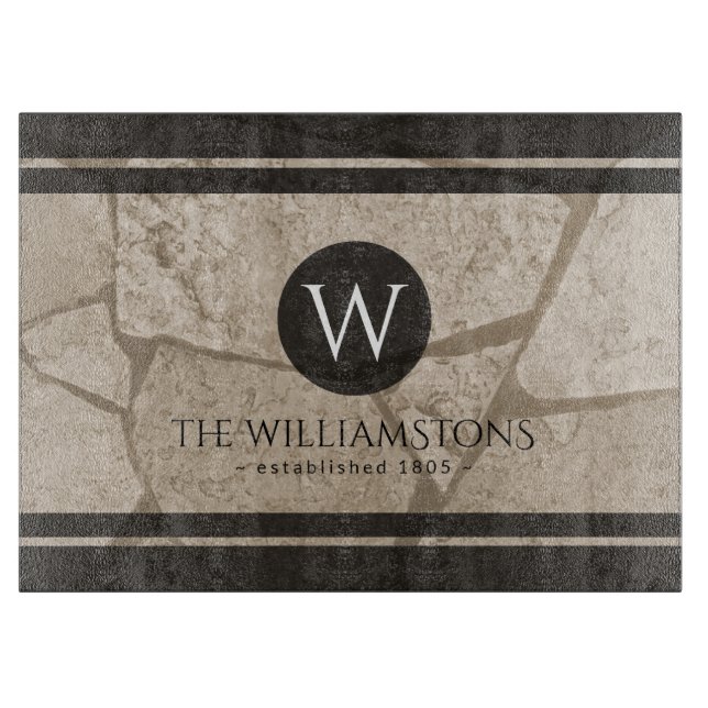 Elegante Sepia Toned Cracked Stones Schneidebrett (Vorderseite)