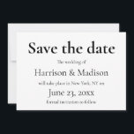 Elegante Serifen, schwarz und weiß Hochzeit speich Save The Date<br><div class="desc">Save the Date,  Elegante moderne minimalistische Serif Wedding Announcement Card. Schwarz und Weiß</div>
