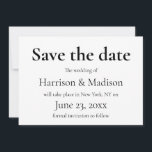 Elegante Serifen, schwarz und weiß Hochzeit speich Save The Date<br><div class="desc">Save the Date,  Elegante moderne minimalistische Serif Wedding Announcement Card. Schwarz und Weiß</div>