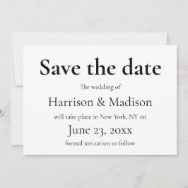 Elegante Serifen, schwarz und weiß Hochzeit speich Save The Date