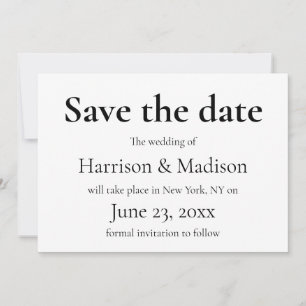 Elegante Serifen, schwarz und weiß Hochzeit speich Save The Date