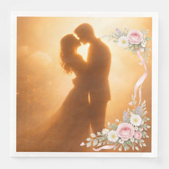 Elegante Serviette Zarter botanischer Kranz (Vorderseite)