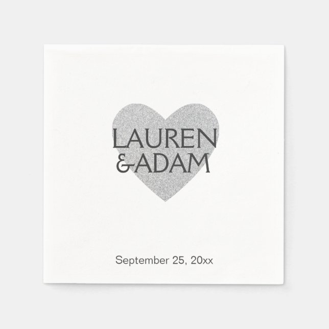 Elegante Servietten | Silberherz (Vorderseite)