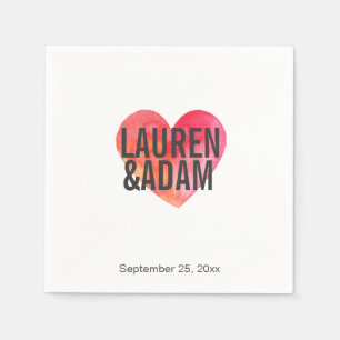 Elegante Servietten Wasserfarbenherz