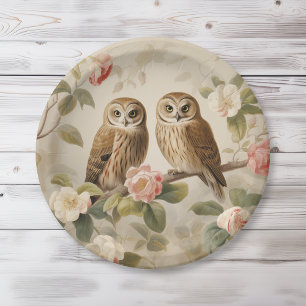 Elegante Shabby-Chic-Eulen Pappteller
