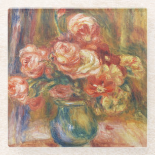 Elegante Shabby Chic Renoir Rosenmalerei Glasuntersetzer