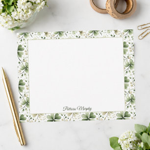 Elegante Shamrock-Botanik-Notizkarte Personalisi Mitteilungskarte