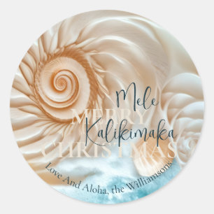 Elegante Shell Mele Kalikimaka   Grüße Runder Aufkleber