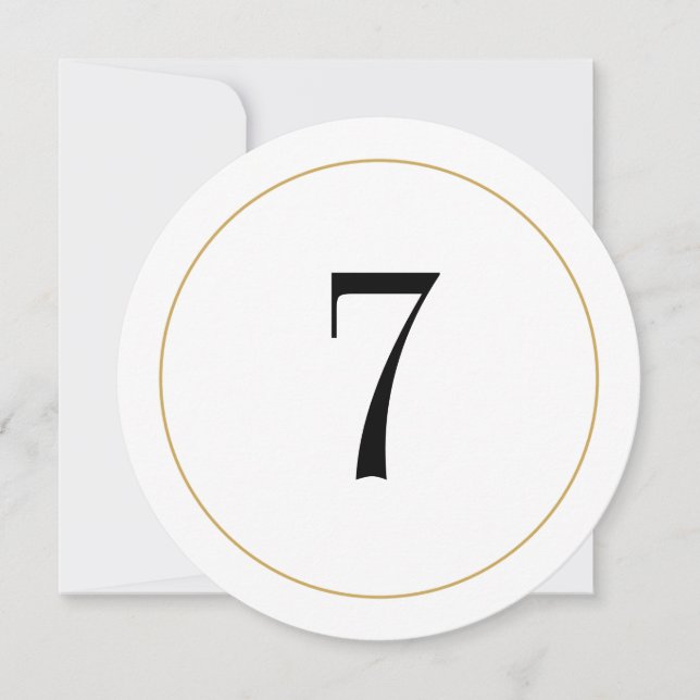 Elegante Shimmer Gold Circle Tischnummer 7 Card (Vorderseite)