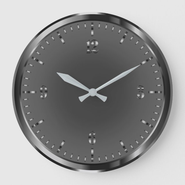 Elegante Shiny Black Acrylic Wall Clock Große Wanduhr (Vorderseite)