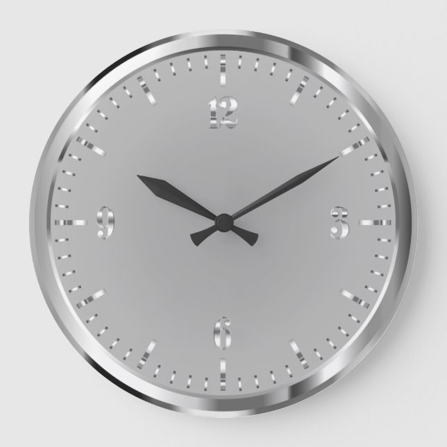 Elegante Shiny Silver Acrylic Wall Clock Große Wanduhr (Vorderseite)
