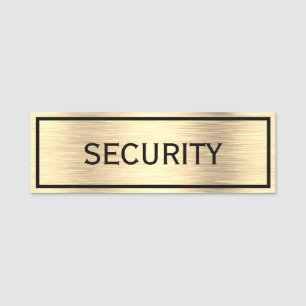 Elegante Sicherheit Schwarz und Gold Namensschild