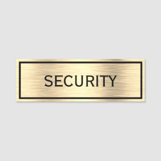 Elegante Sicherheit Schwarz und Gold Namensschild