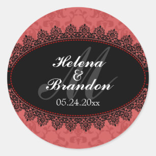 Elegante Siegel für Hochzeiten von Lace & Damask Runder Aufkleber