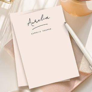Elegante Signatur Personalisiert Stationery Blush Mitteilungskarte
